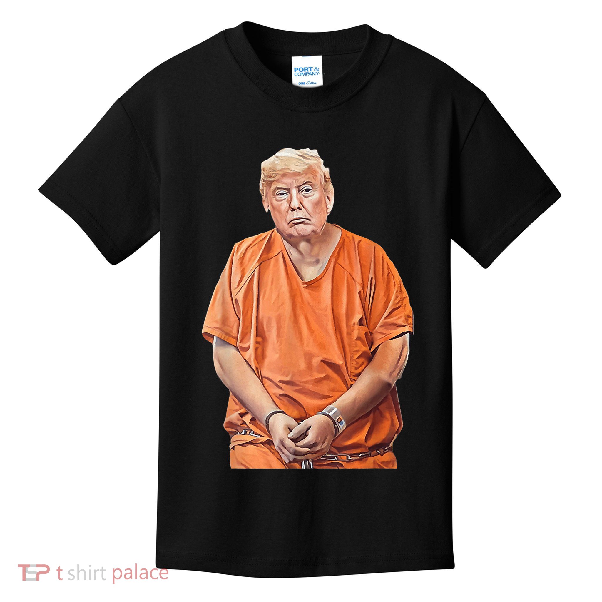Trump In Prison Funny Anti Trump Trump Mugshot Design Kids T-Shirt
