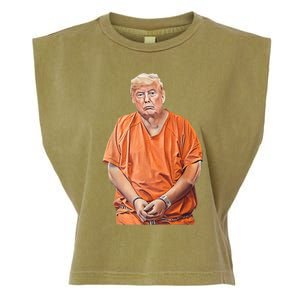 Trump In Prison Funny Anti Trump Trump Mugshot Design Garment-Dyed Women's Muscle Tee