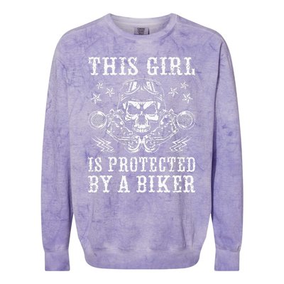 This Is Protected By A Biker Colorblast Crewneck Sweatshirt