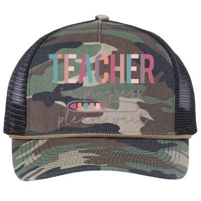 Teacher In Progress Please Wait Future Teacher  joke Retro Rope Trucker Hat Cap