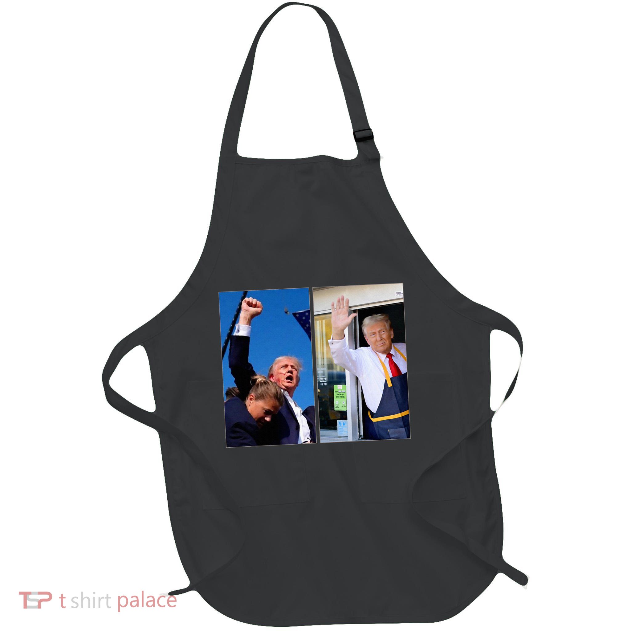 Trump Iconic Photos Waving Fast Food Fist In Air Rally Pa Full-Length Apron With Pockets