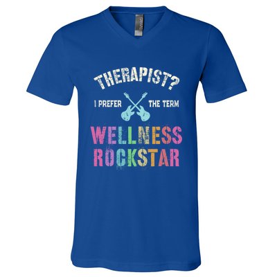 Therapist I Prefer Wellness Rockstar Therapy Ninja Team Cute Gift V-Neck T-Shirt