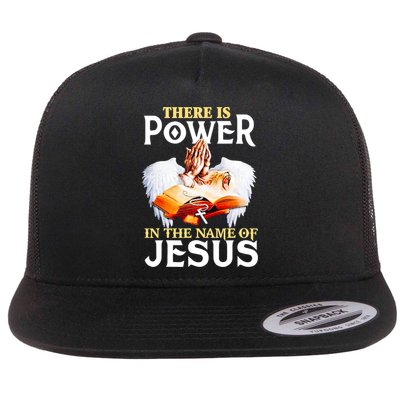 There Is Power In The Name Of Jesus Cross God Faith Christian Jesus Flatbill Hat