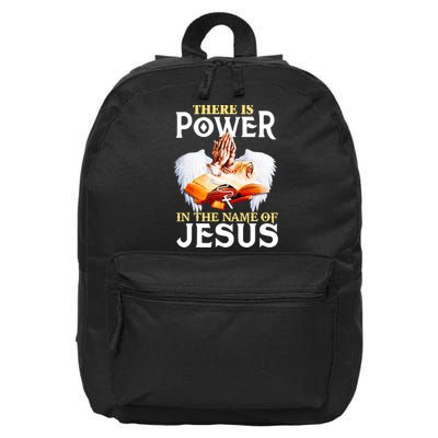 There Is Power In The Name Of Jesus Cross God Faith Christian Jesus 16 in Basic Backpack