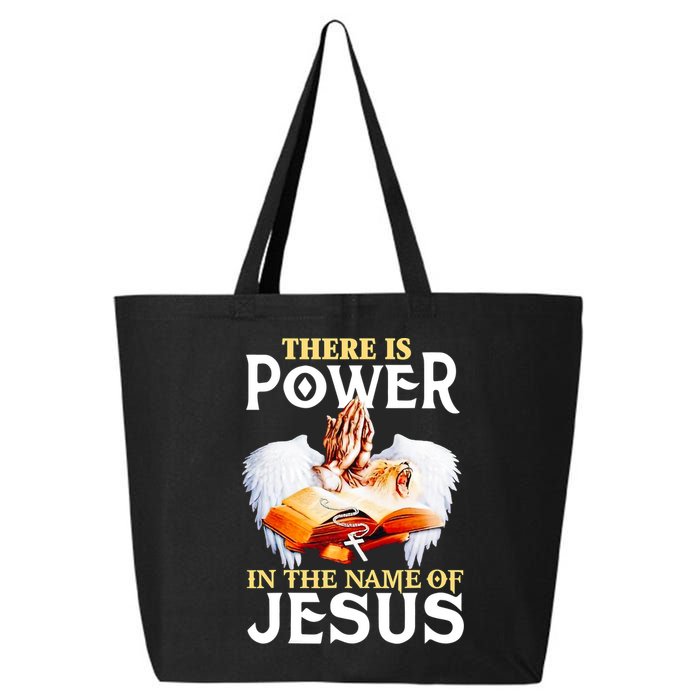 There Is Power In The Name Of Jesus Cross God Faith Christian Jesus 25L Jumbo Tote