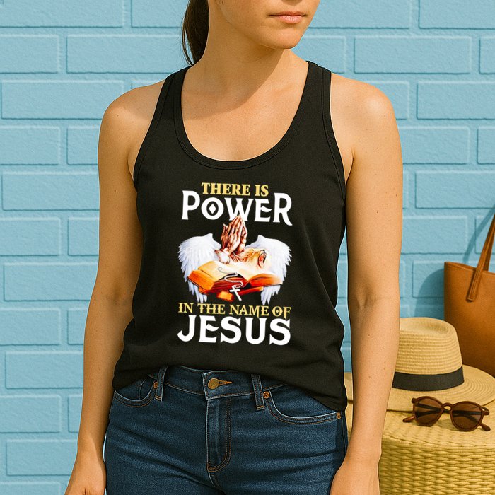 There Is Power In The Name Of Jesus Cross God Faith Christian Jesus Womens Tank Top