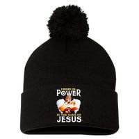 There Is Power In The Name Of Jesus Cross God Faith Christian Jesus Pom Pom 12in Knit Beanie