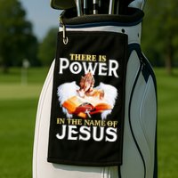There Is Power In The Name Of Jesus Cross God Faith Christian Jesus Golf Towel