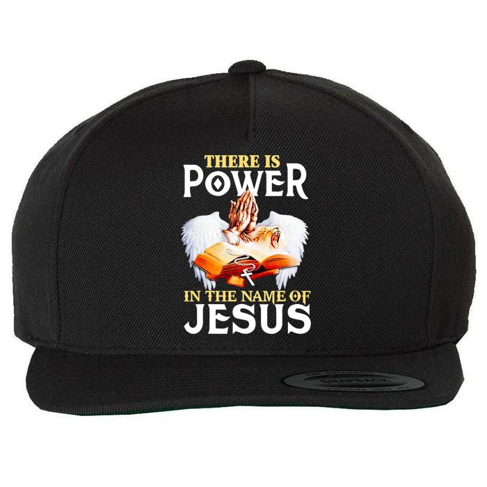 There Is Power In The Name Of Jesus Cross God Faith Christian Jesus Wool Snapback Cap