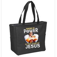 There Is Power In The Name Of Jesus Cross God Faith Christian Jesus Zip Tote Bag