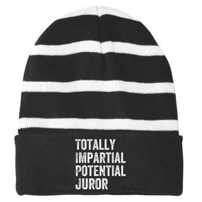 Totally Impartial Potential Juror Striped Beanie with Solid Band