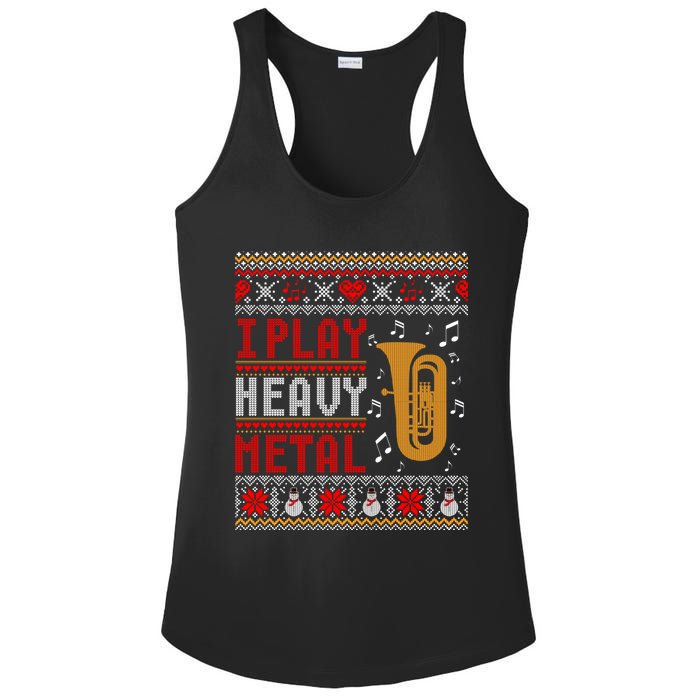 Tuba I Play Heavy Metal Ugly Christmas Cute Gift Ladies PosiCharge Competitor Racerback Tank