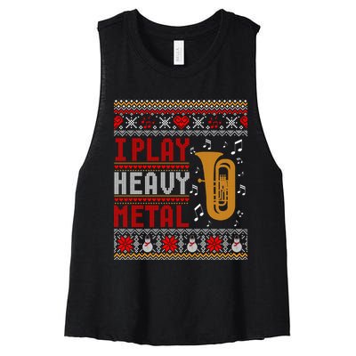 Tuba I Play Heavy Metal Ugly Christmas Cute Gift Women's Racerback Cropped Tank