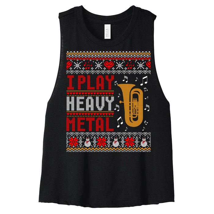 Tuba I Play Heavy Metal Ugly Christmas Cute Gift Women's Racerback Cropped Tank