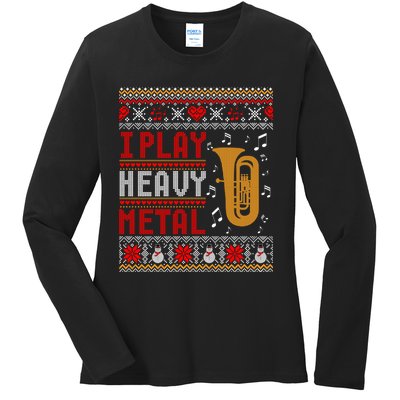 Tuba I Play Heavy Metal Ugly Christmas Cute Gift Ladies Long Sleeve Shirt