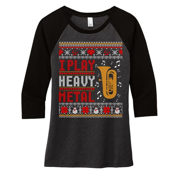 Tuba I Play Heavy Metal Ugly Christmas Cute Gift Women's Tri-Blend 3/4-Sleeve Raglan Shirt