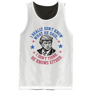 Trump I Really Don’T Know What He Said Humorous Presidential Debate Trump Mesh Reversible Basketball Jersey Tank