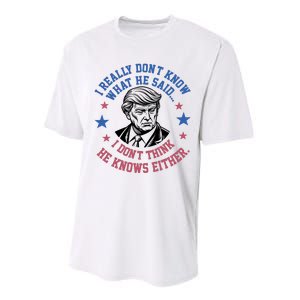 Trump I Really Don’T Know What He Said Humorous Presidential Debate Trump Performance Sprint T-Shirt