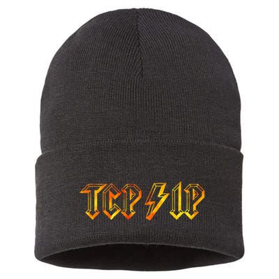 Tcpip In Rock N Roll Style Computer Geeks Networking Sustainable Knit Beanie