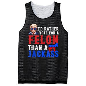 Trump ID Rather Vote For Felon Than A Jackass Mesh Reversible Basketball Jersey Tank