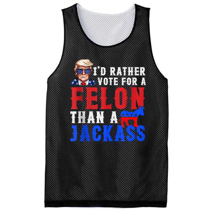 Trump ID Rather Vote For Felon Than A Jackass Mesh Reversible Basketball Jersey Tank