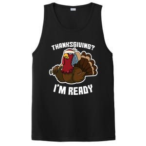 Thanksgiving Im Ready Funny Gangster Turkey Thanksgiving Cool Gift PosiCharge Competitor Tank