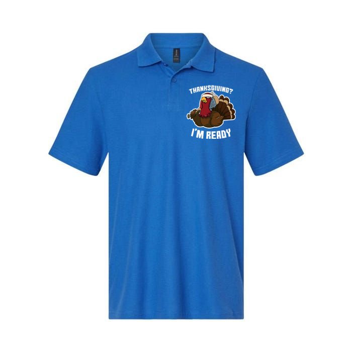 Thanksgiving Im Ready Funny Gangster Turkey Thanksgiving Cool Gift Softstyle Adult Sport Polo