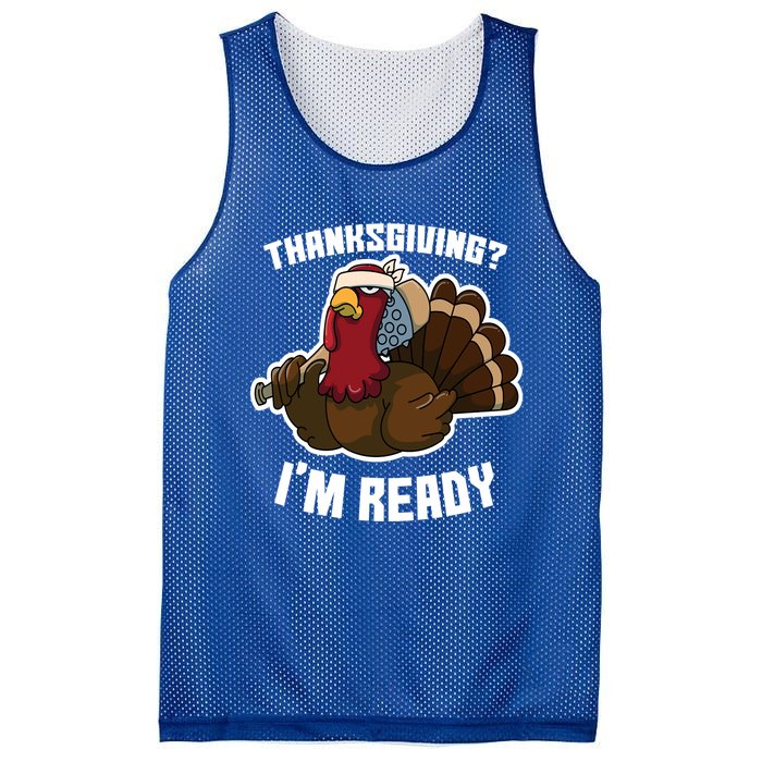 Thanksgiving Im Ready Funny Gangster Turkey Thanksgiving Cool Gift Mesh Reversible Basketball Jersey Tank