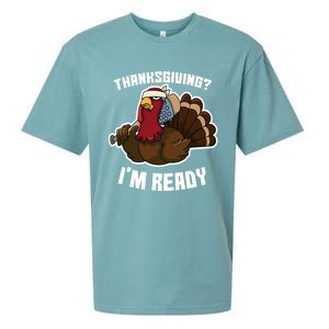 Thanksgiving Im Ready Funny Gangster Turkey Thanksgiving Cool Gift Sueded Cloud Jersey T-Shirt