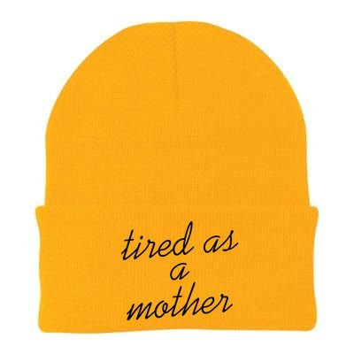 Tired As A Mother Script Logo Knit Cap Winter Beanie