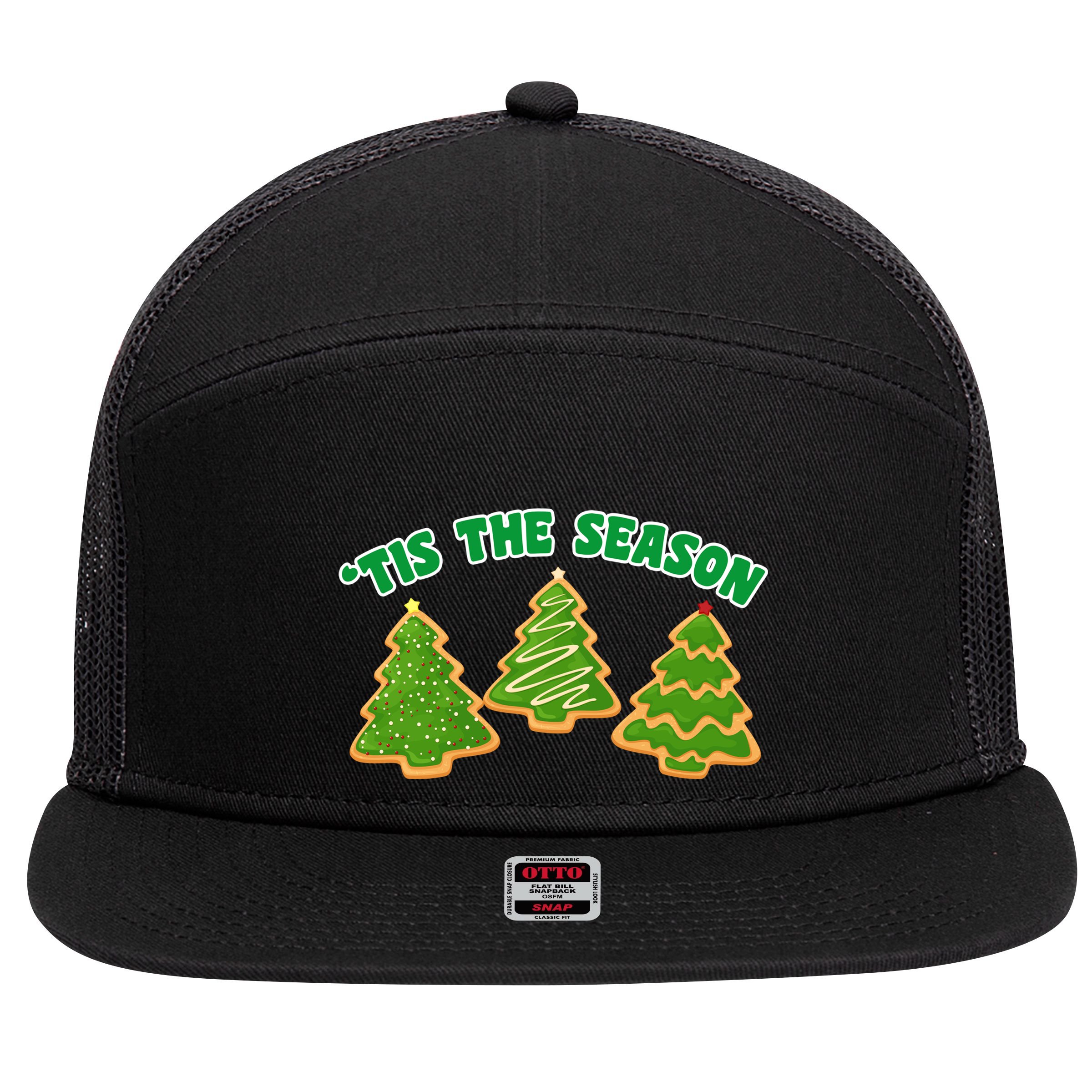 'Tis The Season Cute Funny Christmas 7 Panel Mesh Trucker Snapback Hat