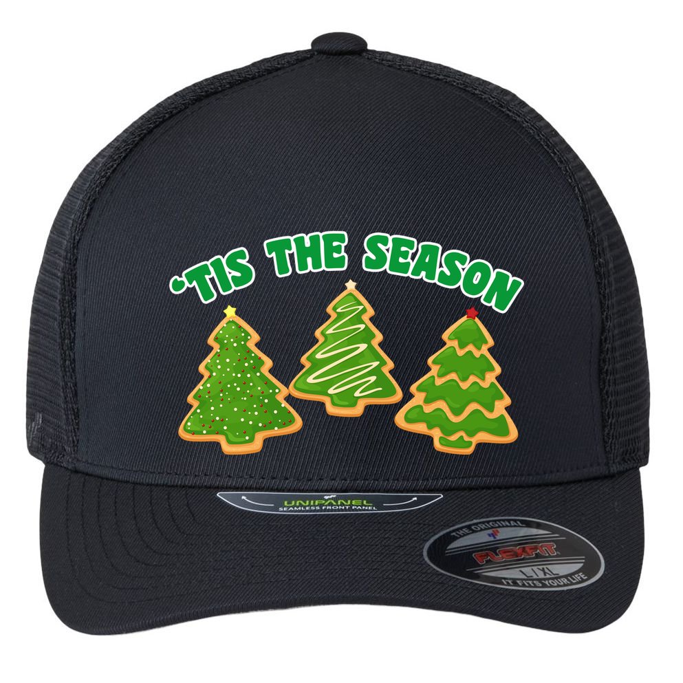 'Tis The Season Cute Funny Christmas Flexfit Unipanel Trucker Cap