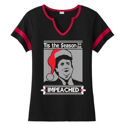 Tis The Season To Be Impeached Ugly Christmas Ladies Halftime Notch Neck Tee