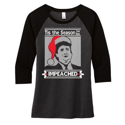 Tis The Season To Be Impeached Ugly Christmas Women's Tri-Blend 3/4-Sleeve Raglan Shirt