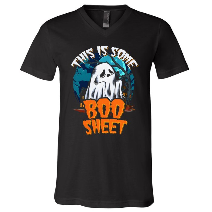 This Is Some Boosheet Halloween Ghost Costume V-Neck T-Shirt