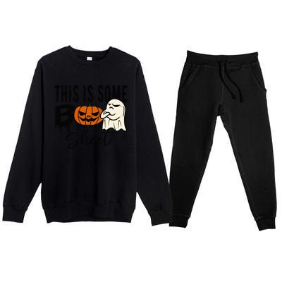 This Is Some Boo Sheet Halloween Costume Funny Angry Ghost Premium Crewneck Sweatsuit Set