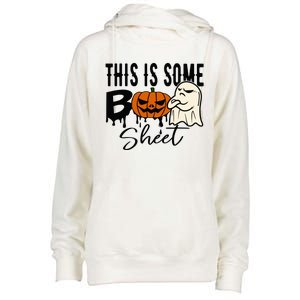 This Is Some Boo Sheet Halloween Costume Funny Angry Ghost Womens Funnel Neck Pullover Hood