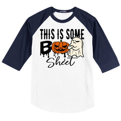 This Is Some Boo Sheet Halloween Costume Funny Angry Ghost Baseball Sleeve Shirt