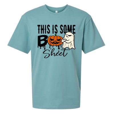 This Is Some Boo Sheet Halloween Costume Funny Angry Ghost Sueded Cloud Jersey T-Shirt