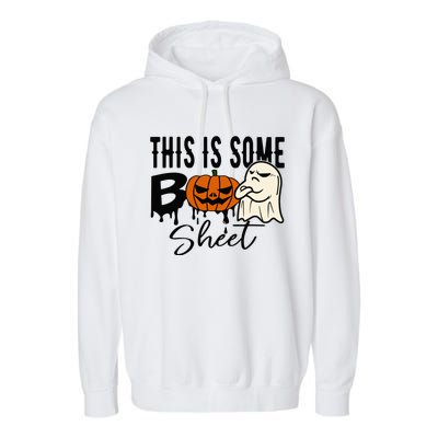 This Is Some Boo Sheet Halloween Costume Funny Angry Ghost Garment-Dyed Fleece Hoodie