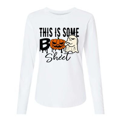 This Is Some Boo Sheet Halloween Costume Funny Angry Ghost Womens Cotton Relaxed Long Sleeve T-Shirt