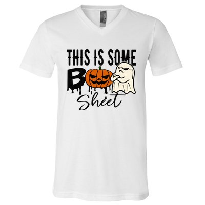 This Is Some Boo Sheet Halloween Costume Funny Angry Ghost V-Neck T-Shirt