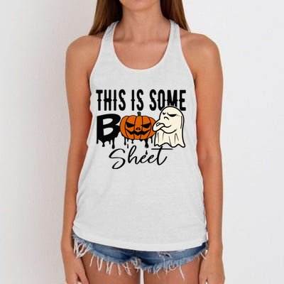 This Is Some Boo Sheet Halloween Costume Funny Angry Ghost Women's Knotted Racerback Tank