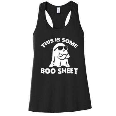 Funny Halloween Boo Ghost Costume This is Some Boo Sheet Women's Racerback Tank