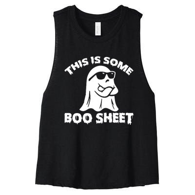 Funny Halloween Boo Ghost Costume This is Some Boo Sheet Women's Racerback Cropped Tank