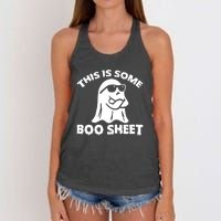 Funny Halloween Boo Ghost Costume This is Some Boo Sheet Women's Knotted Racerback Tank