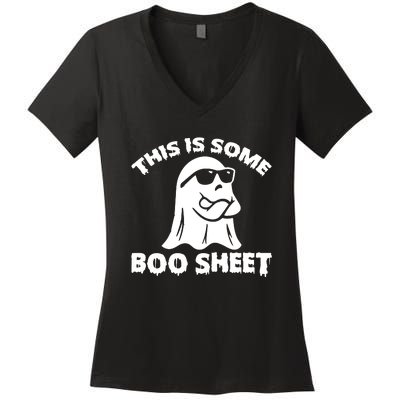 Funny Halloween Boo Ghost Costume This is Some Boo Sheet Women's V-Neck T-Shirt