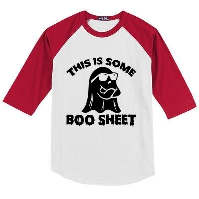 Funny Halloween Boo Ghost Costume This is Some Boo Sheet Kids Colorblock Raglan Jersey