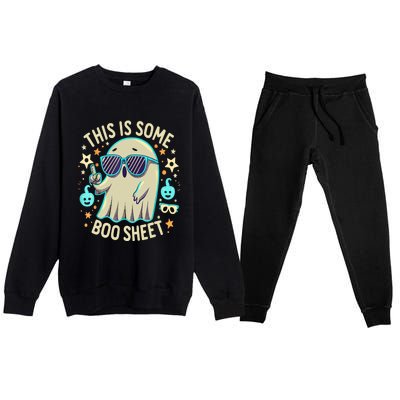 This Is Some Boo Sheet Ghost Halloween Costume Premium Crewneck Sweatsuit Set