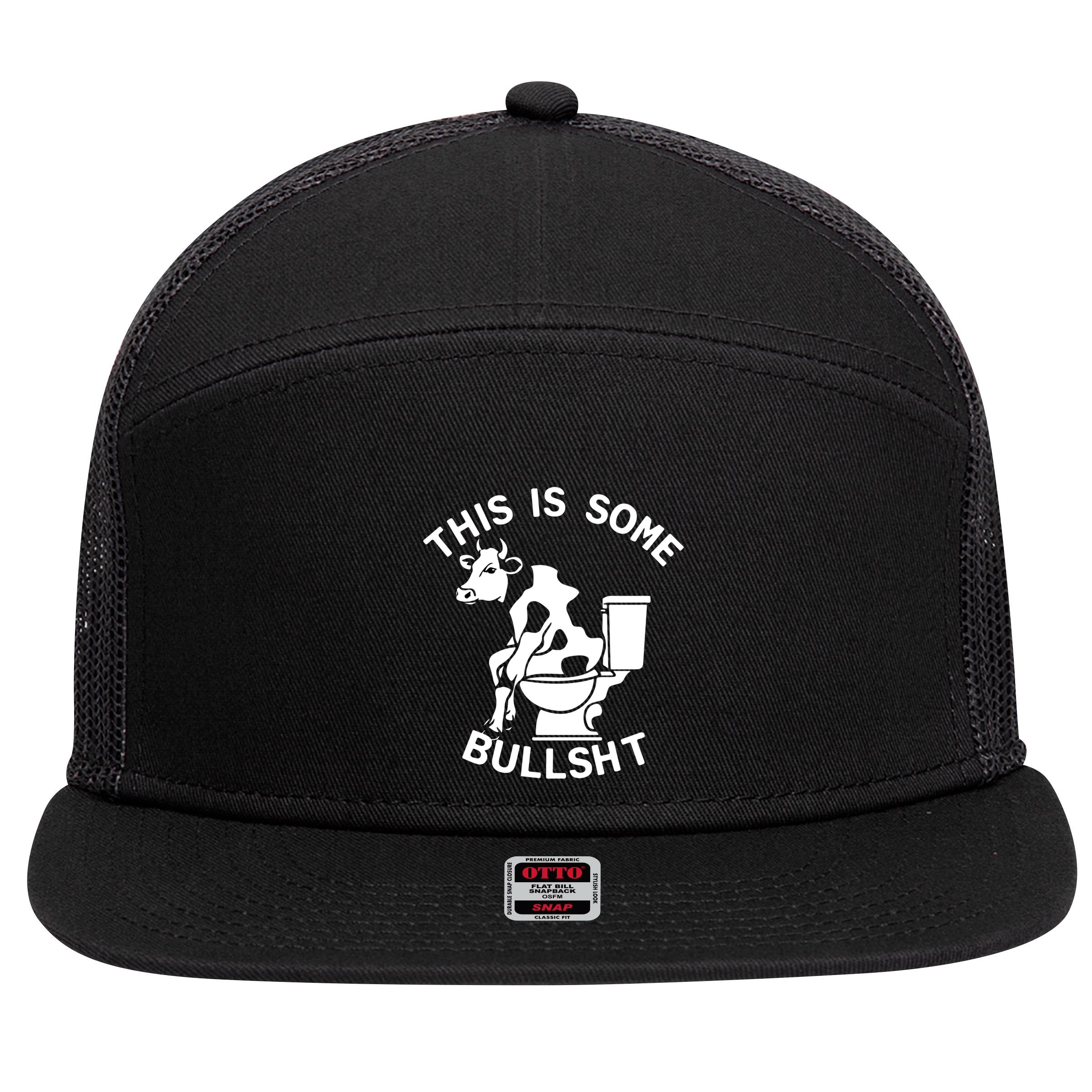 This Is Some Bullshit Sarcastic Bull Funny 7 Panel Mesh Trucker Snapback Hat